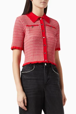 Buy Maje Red Manamaille Polo Shirt in Rib-knit For Women Online