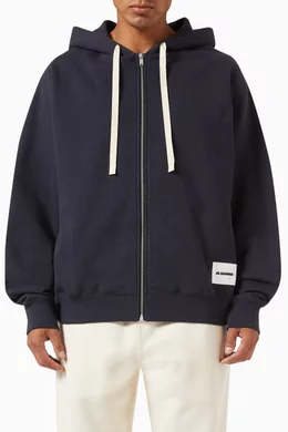 Buy Jil Sander Black Zip Hoodie in Cotton For Men Online | Ounass
