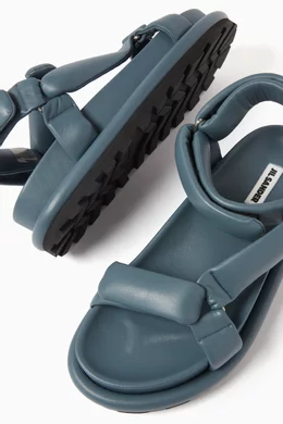 Buy Jil Sander Grey Padded Sandals in Leather For Men Online