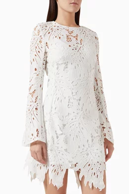 Buy Leo Lin White Selena Mini Dress in Lace For Women Online | Ounass Saudi