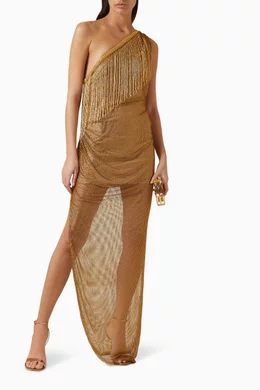Buy Bronx and Banco Gold Ashanti One-shoulder Gown For Women Online |  Ounass Saudi