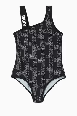 Buy DKNY Black Logo One piece Swimsuit in Stretch Nylon For Girls Online Ounass Saudi