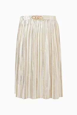 Buy Michael Kors Kids Gold Empire Logo Metallic Pleated Skirt For Girls Online Ounass Saudi