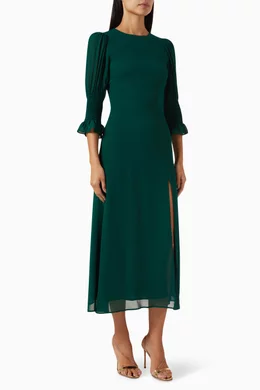 Buy Reformation Green Carolena Midi Dress in Georgette For Women Online |  Ounass Saudi