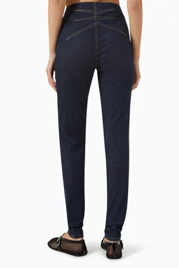 Denim stirrup leggings top
