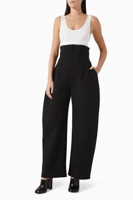 Buy Alaïa Black Corset Pants in Stretch Wool-gabardine For