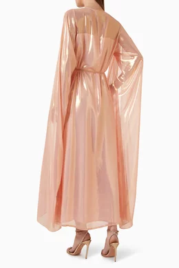 Buy Reem Al Dhaheri Pink Morrocan Cape-sleeve Kaftan Dress For