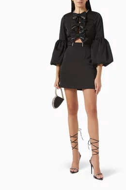 bell rebecca mini dress Buy Rebecca Vallance Black Augustine Bell-sleeve Mini Dress in Satin For  Women Online