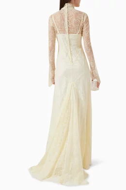 knee length dresses for ladies HERMOSA MAXI DRESS IN IVORY LACE  DE LA VALI OFFICIAL
