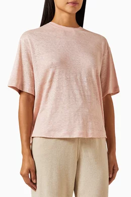 Buy Loro Piana Pink Gargano Loose T-shirt in Linen For Women