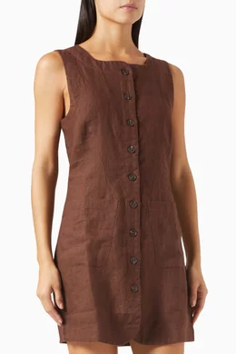 Buy Posse Brown Emma Button-Down Mini Dress in Linen For Women Online |  Ounass Saudi
