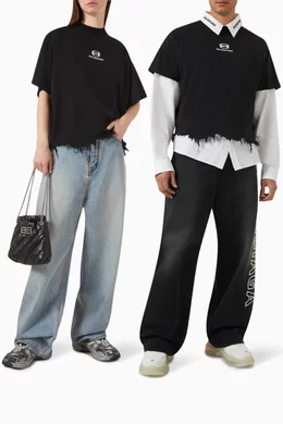 Buy Balenciaga Black Unisex Unity Sports Icon Cropped Large Fit T