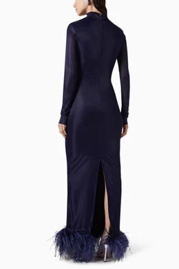 16arlington blue feather dress 16Arlington Adelaide Feather-Trim Minidress Blue – THE DESIGNER HIRE SPOT main image 0