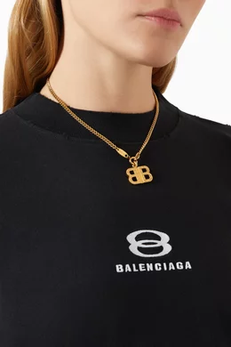Buy Balenciaga Gold BB Pendant Necklace in Brass For Women Online