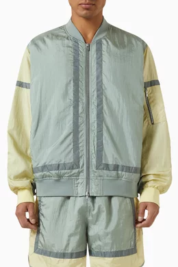 Buy Kith Green Washed Silas Bomber Jacket in Nylon For Men