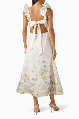 long cream dress Luna Love Long Sleeve Mesh Maxi Dress Cream main image 0