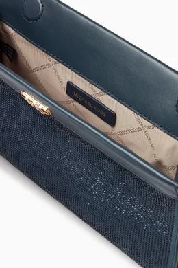 Buy Michael Kors Blue Rhinestone embellished Clutch Bag in Leather For Women Online Ounass Saudi