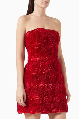 strapless open back dress Rosette Mini Dress (Red) main image 1