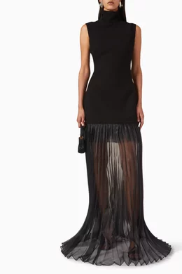 Buy Monot Black High-neck Chiffon Skirt Maxi Dress For Women Online