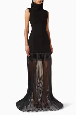 Buy Monot Black High neck Chiffon Skirt Maxi Dress For Women Online Ounass Saudi