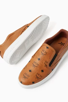 Buy MCM Brown Neo Terrain Slip-on Sneakers in Visetos For  display picture 2