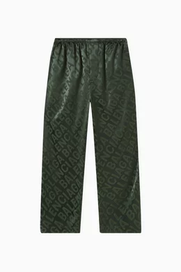 Buy Balenciaga Green Unisex All-over Logo Pyjama Pants in