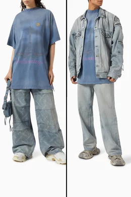 Buy Balenciaga Blue Unisex Paris Moon Oversized T-shirt in Vintage