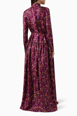 Buy Max Mara Purple Zorro Printed Shirt Maxi Dress in Silk