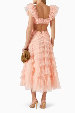 Buy Needle & Thread Orange Lola Backless Ballerina Midi Dress in Tulle For Women Online