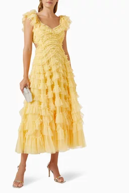 Buy Needle & Thread Yellow Lola Backless Ballerina Midi Dress in Tulle For  Women Online | Ounass Saudi