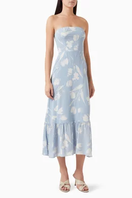 Buy Reformation Blue Arta Floral Print Midi Dress in Viscose For Women  Online | Ounass Saudi