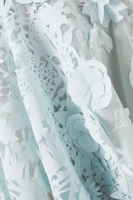 zimmermann laser cut dress Zimmermann Natura Laser Cut Linen & Silk Halter Dress in Blue