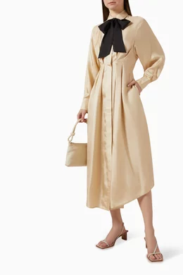 Buy Zimmermann Neutral Natura Draped Shirt Dress in Silk For Women