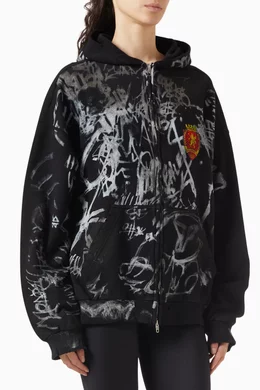 Buy Balenciaga Black Unisex Skater Zip-up Hoodie Medium-fit in Archetype  Fleece For UNISEX Online | Ounass Saudi