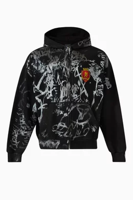 Buy Balenciaga Black Unisex Skater Zip-up Hoodie Medium-fit