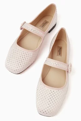 Buy Repetto Pink Georgia Crystal Mary Jane Flats in Satin