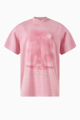 Buy Balenciaga Pink Unisex Paris Moon Oversized T-shirt in Vintage