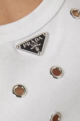 Buy Prada White Metal Cut out Tank Top in Cotton jersey For Women Online Ounass Saudi