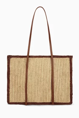 Buy DeMellier Brown Capri Leather-trim Raffia Tote Bag For