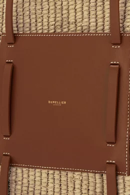 Buy DeMellier Brown Capri Leather-trim Raffia Tote Bag For