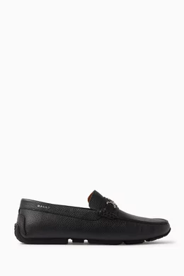 Buy Bally Black Pexon Driver Shoes in Grained Leather For Men Online Ounass Saudi