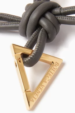 Buy Bottega Veneta Grey Triangle Square Knot Key Ring in Intreccio
