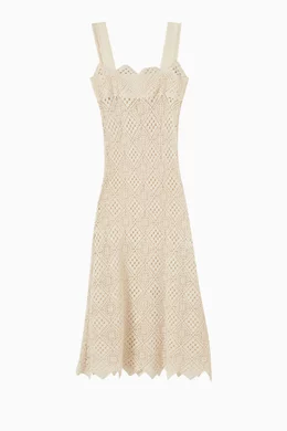 Buy Ancient Kallos Neutral Aphrodite Midi Dress in Crochet For Women Online  | Ounass Saudi