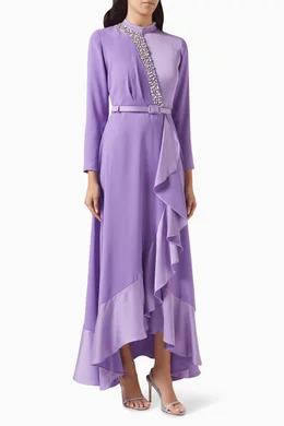 Buy NASS Purple Embellished Colour-block Maxi Dress For Women