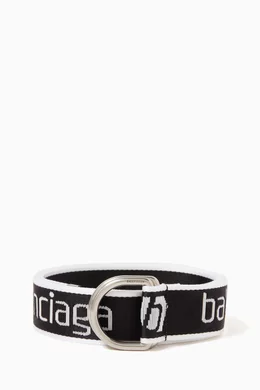 Buy Balenciaga Black Logo D-ring Belt in Jacquard For Men Online