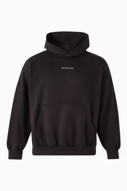 Buy Balenciaga Black Back Logo Medium Fit Hoodie in Fleece For UNISEX Online Ounass Saudi