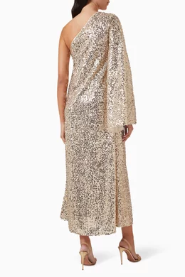 Buy Rotate Birger Christensen Neutral One-shoulder Sequin Maxi Dress in  Recycled Polyester For Women Online | Ounass Saudi