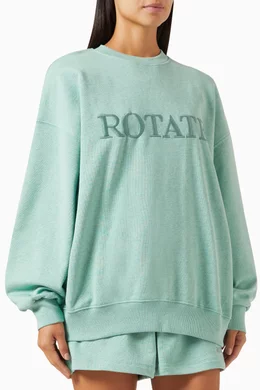 Buy Rotate Birger Christensen Green Logo Crewneck Sweatshirt in