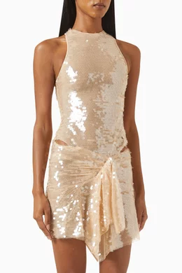 green emerald velvet dress Exclusive 2018 Attico for Luisaviaroma Gold Sequin Wrapped Plunging Mi –  Shrimpton Couture main image 1