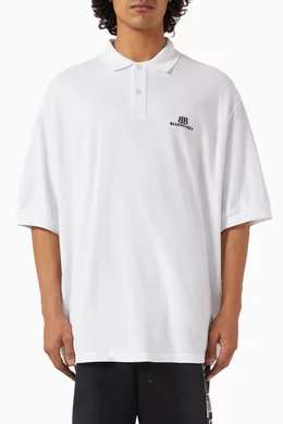 Buy Balenciaga White BB Classic Oversized Polo Shirt in Cotton pique For Men Online Ounass Saudi